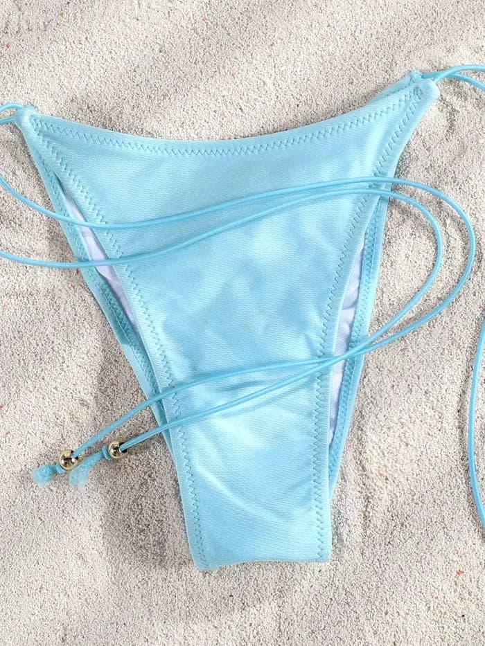 Maillot de bain triangle 2026 bleu clair, bikini string, maillot de bain bandage, maillot de bain dos nu, maillot de bain sexy, tenue de plage deux pièces