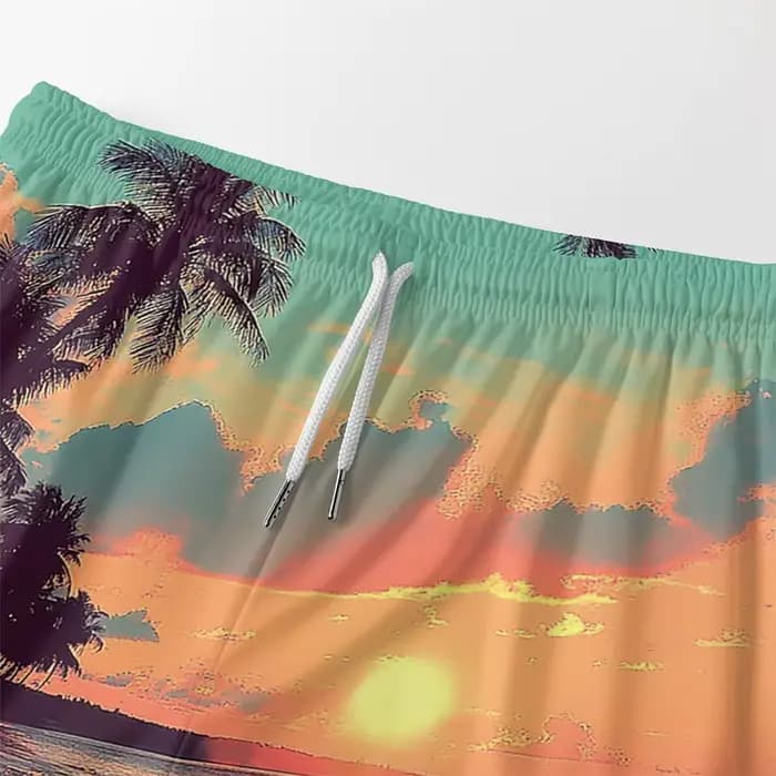 Short de plage hawaïen imprimé palmier Tropical pour hommes, décontracté, confortable, vue sur l'océan, fête sur la plage, bas de vêtements de plage d'été