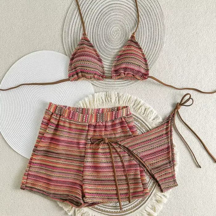 Maillot de bain sexy à rayures pour femmes