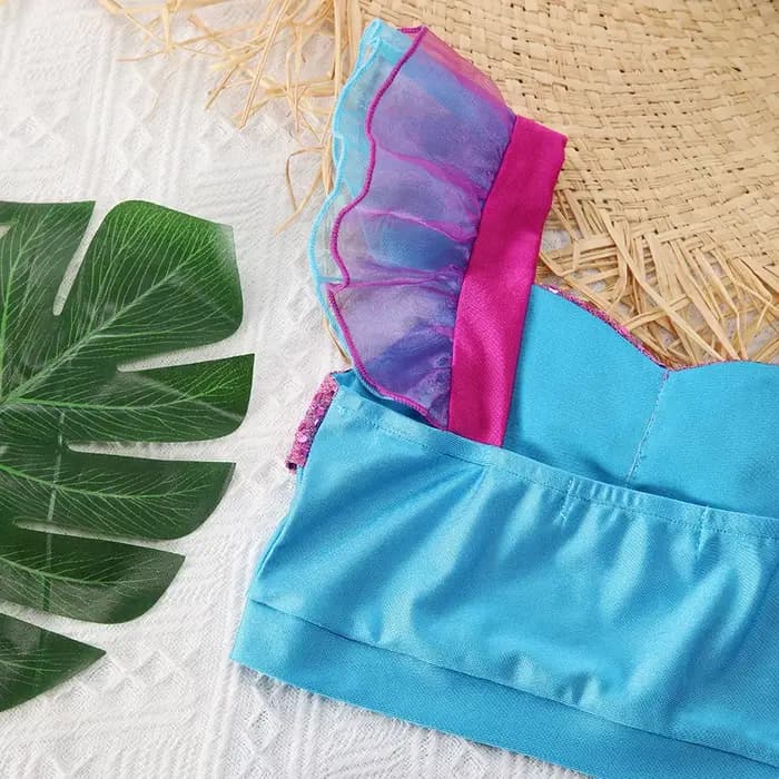 Ensemble de maillot de bain 2 pièces pour filles, imprimé sirène à paillettes, vêtements de plage d'été, pour enfants de 2 à 8 ans, pour fête à la piscine, vacances