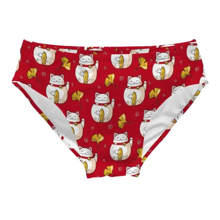 Maillot de bain triangle Lucky Cat Ginkgo pour homme, coupe ajustée, durable, avec cordon de serrage, idéal pour parcs aquatiques, baignades en île, bain de soleil, cadeau de vacances