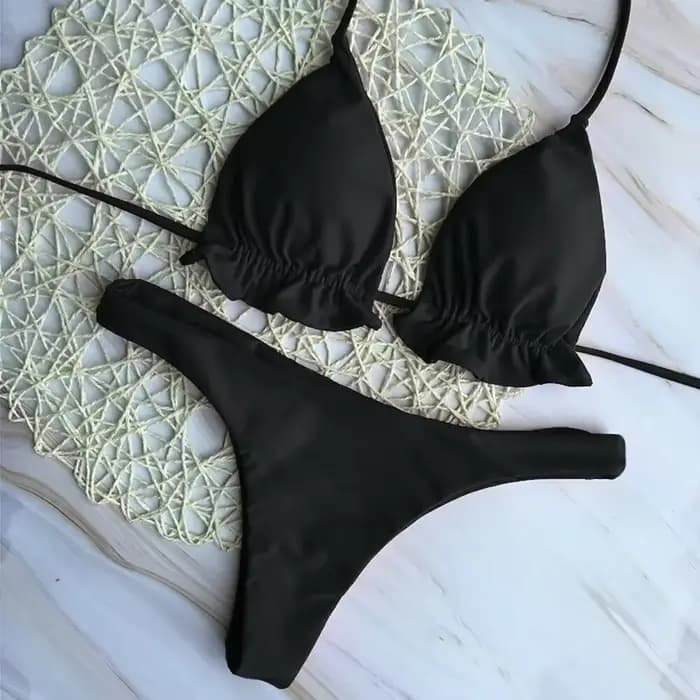 Été brésilien Bikini ensemble femmes Sexy haut bandeau string bas 2 pièces