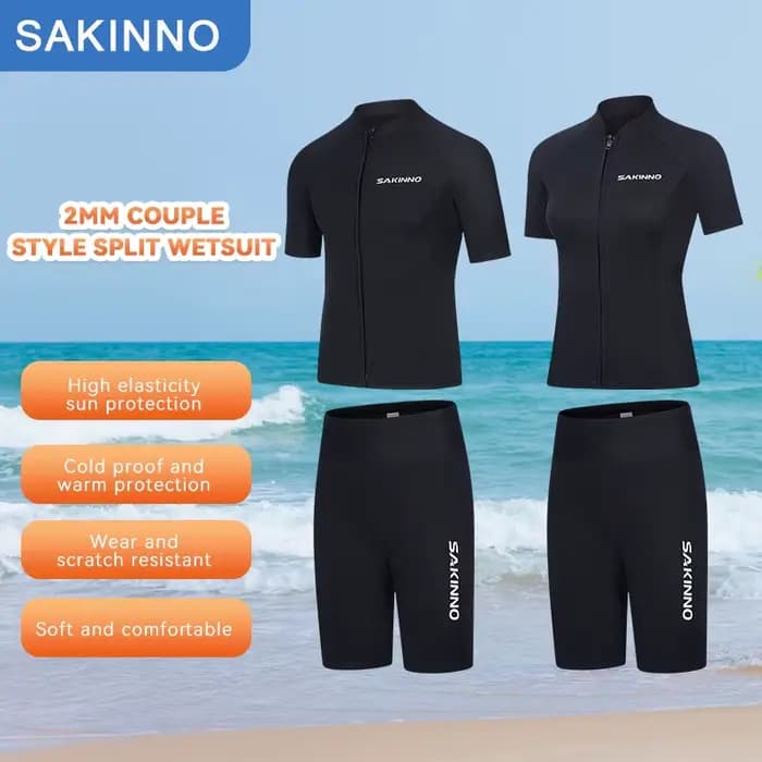Hommes femmes 2mm néoprène Couple fendu Shorty combinaison chaude natation plongée en apnée surf combinaisons