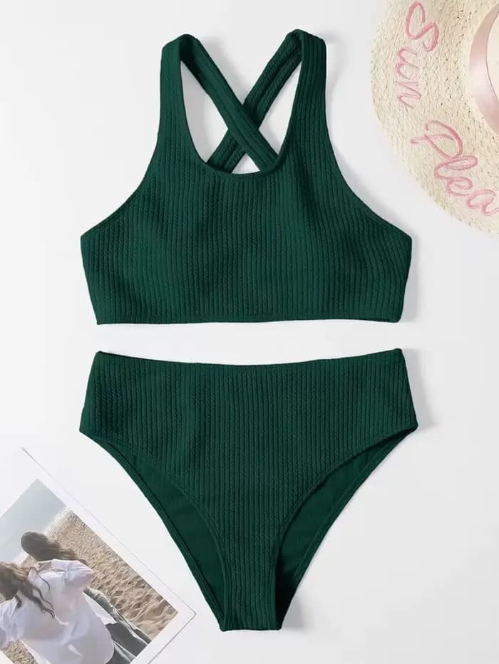 Criss Cross-Maillot de bain noir sexy pour femmes