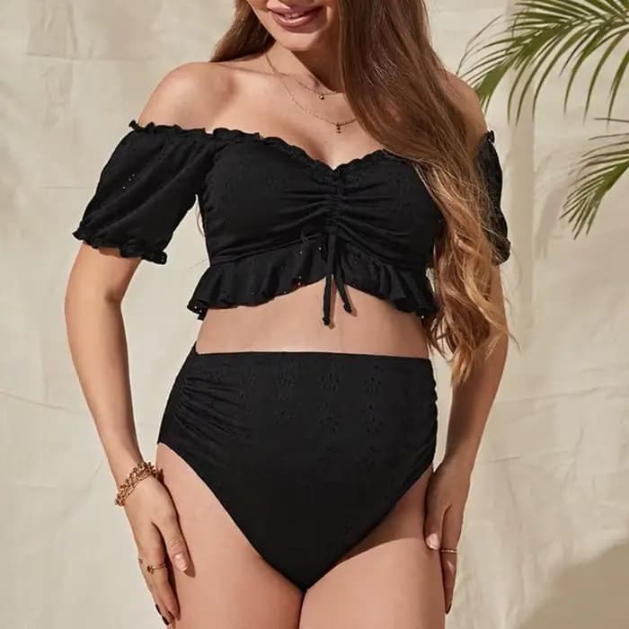Maillot bain maternité taille haute, manches courtes, pour soutien confortable pendant grossesse les activités