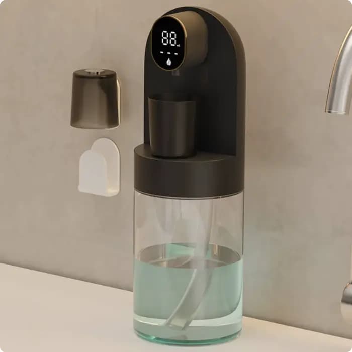 Distributeur automatique de bain de bouche avec compartiment pour gobelet, dispositif de distribution mural pour usage domestique dans la salle de bain, rechargeable par USB, 600 ml