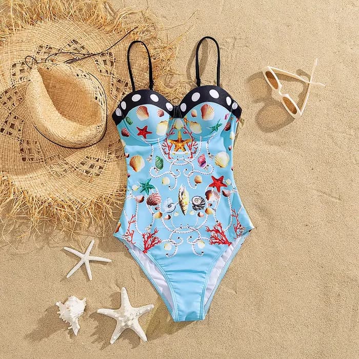 Maillot de bain une pièce imprimé à armatures