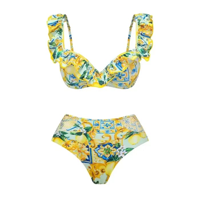 Nouvelle Collection de la Saison : Maillot de Bain Bikini Imprimé Citron