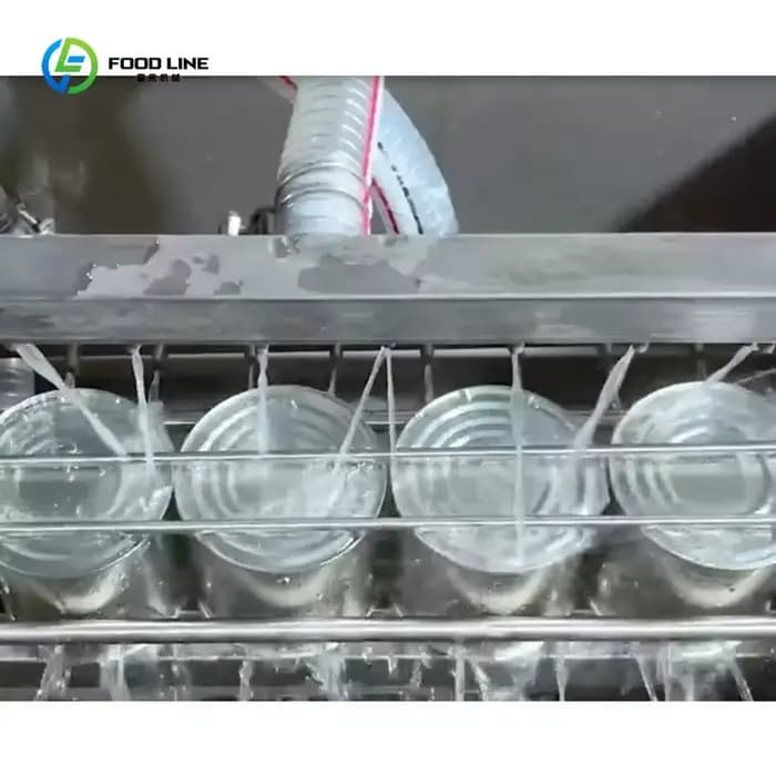 Boîte de thon entièrement automatique, équipement de nettoyage d'eau chaude pour aliments pour animaux de compagnie, Machine de lavage et de séchage de bouteilles en verre avec stérilisation UV