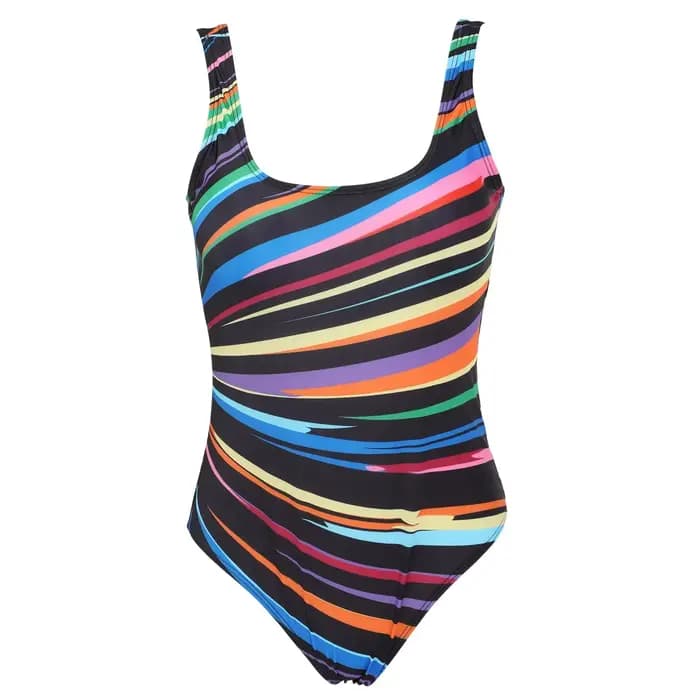 Maillot de bain une pièce à rayures arc-en-ciel, grande taille, dégradé de couleur, Design flatteur, coupe confortable, marque de vêtements de sport