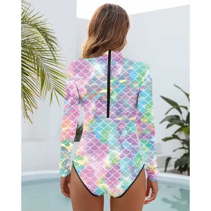 NADANBAO été sirène Sexy imprimé une pièce maillot de bain maillots de bain femmes plage manches longues maillot de bain surf Biquini