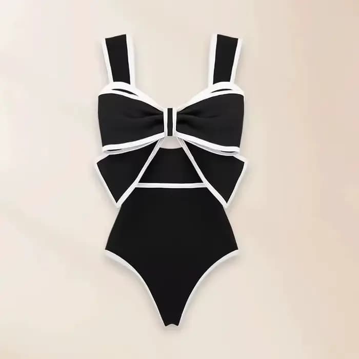 Maillot de bain une pièce rétro noir et blanc