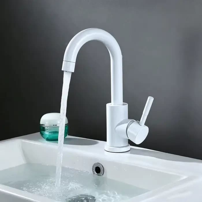 Robinets de lavabo de salle de bains, robinets d'évier noirs, mélangeur d'eau chaude et froide, grue blanche montée sur le pont 360 ° Robinets d'eau universels rotatifs