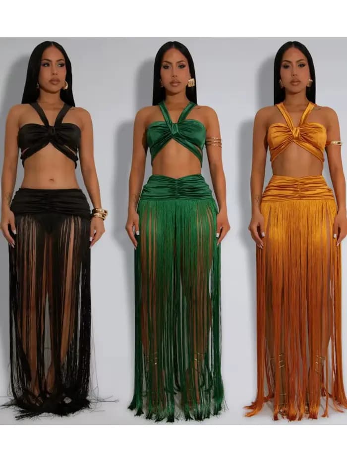 Maillot de bain jupe Cover-up 2 pièces ensemble femmes haut court