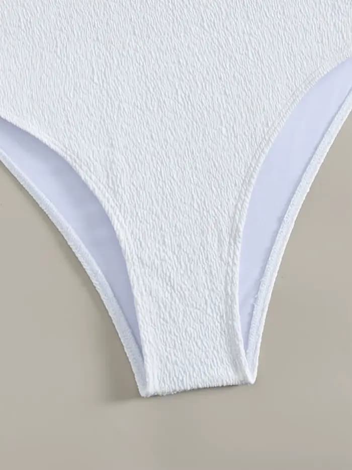 Maillot de bain une pièce blanc, Sexy, décolleté en V profond, boucle en métal, ajouré, dos nu, pour vacances d'été, Monokini, 2025