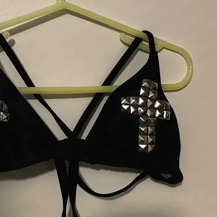 Y2K maillot de bain cravate emo fille épicée rétro années 2000 femme punk nouvelle plage