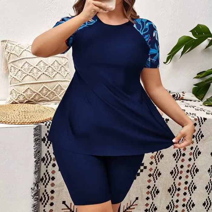 Maillot de bain deux pièces à imprimé floral grande taille
