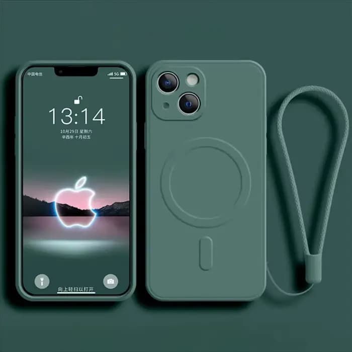Étui de Charge magnétique sans fil Magsafe pour IPhone 15 16 14 13 12 11 Pro Max Mini XR XS Plus, housse de sangle en Silicone liquide souple