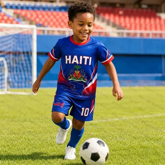Ensemble de maillots de football d'Haïti 10 # Tenue de football respirante pour homme et femme, ensemble maillot et short d'entraînement