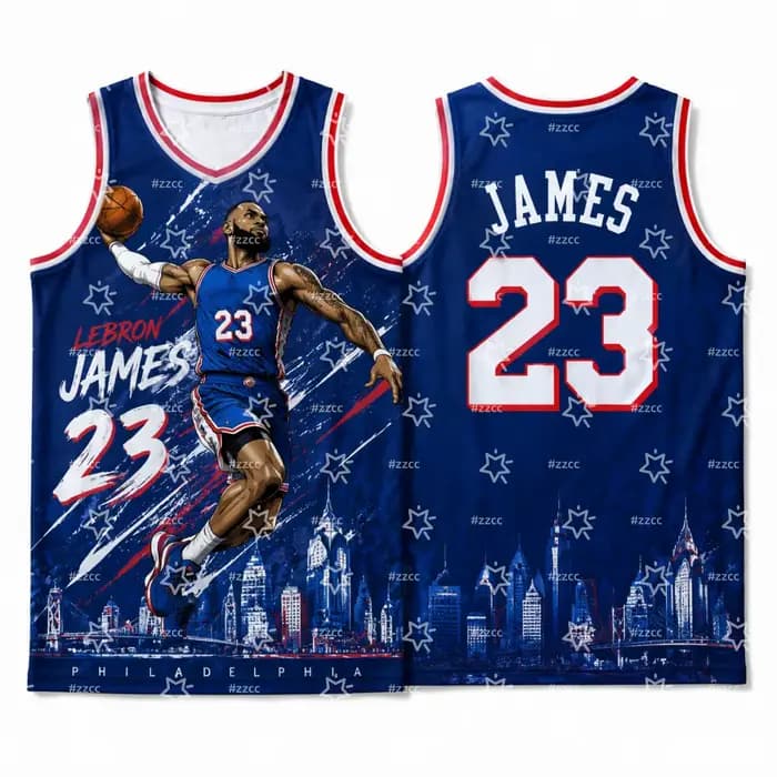 Maillot de basket-ball des Philadelphia 26-27, maillot de football LeBron James n°23, t-shirt de sport d'été pour homme, vêtements pour enfant 