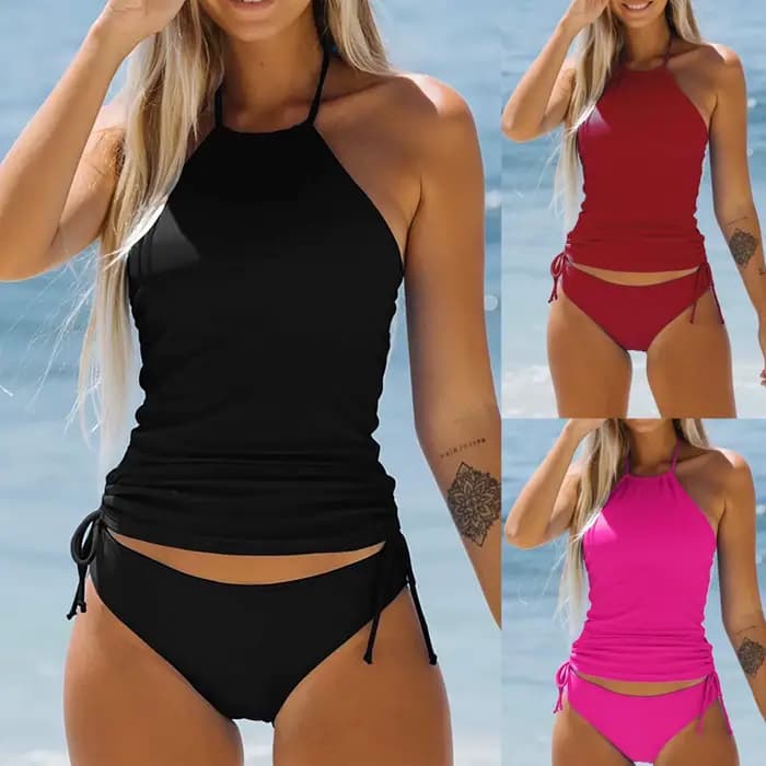 Couverture complète haut de bikini femmes à lacets maillots de bain hauts à armatures Push Up