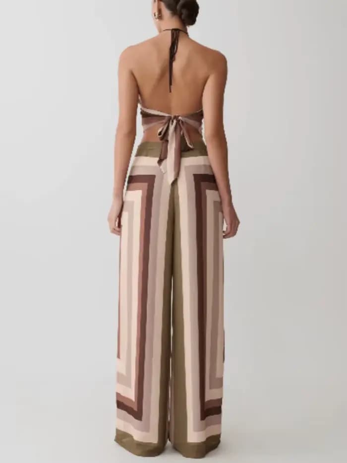 Ensemble deux pièces Allure tendance à rayures couleur terre