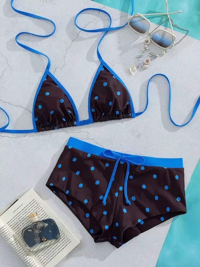Ensemble bikini brésilien à pois pour femme