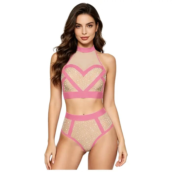Maillot de bain femme brillant avec strass