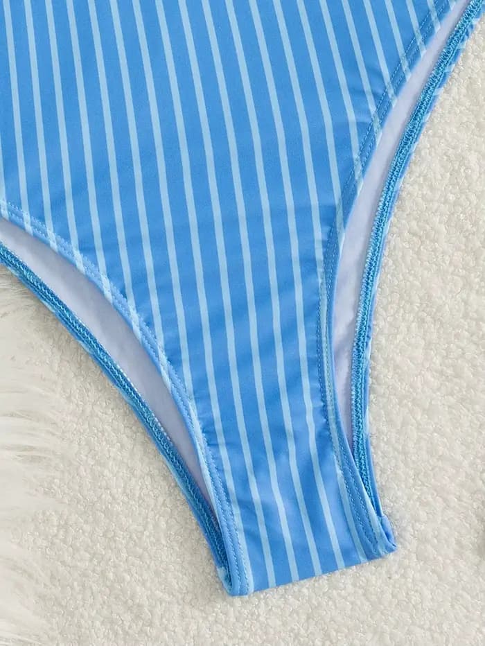 Maillot de bain une pièce rayé bleu pour femmes