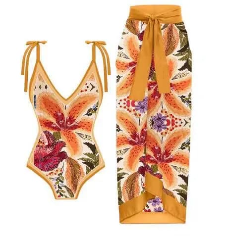 Maillot de bain une pièce avec jupe, sexy, imprimé oiseau et fleur, pour femmes, body, baigné, plage, piscine, 2024
