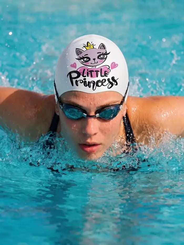 Bonnet de bain en silicone pour adultes avec motif imprimé