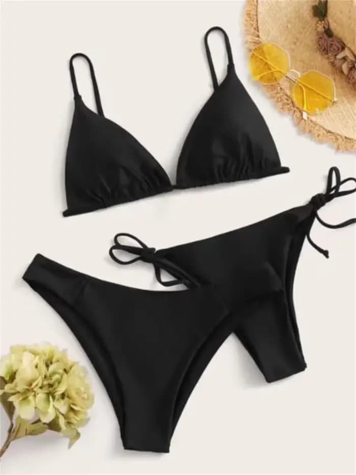 Bikini noir extrême maillot de bain Triangle Sexy String maillots