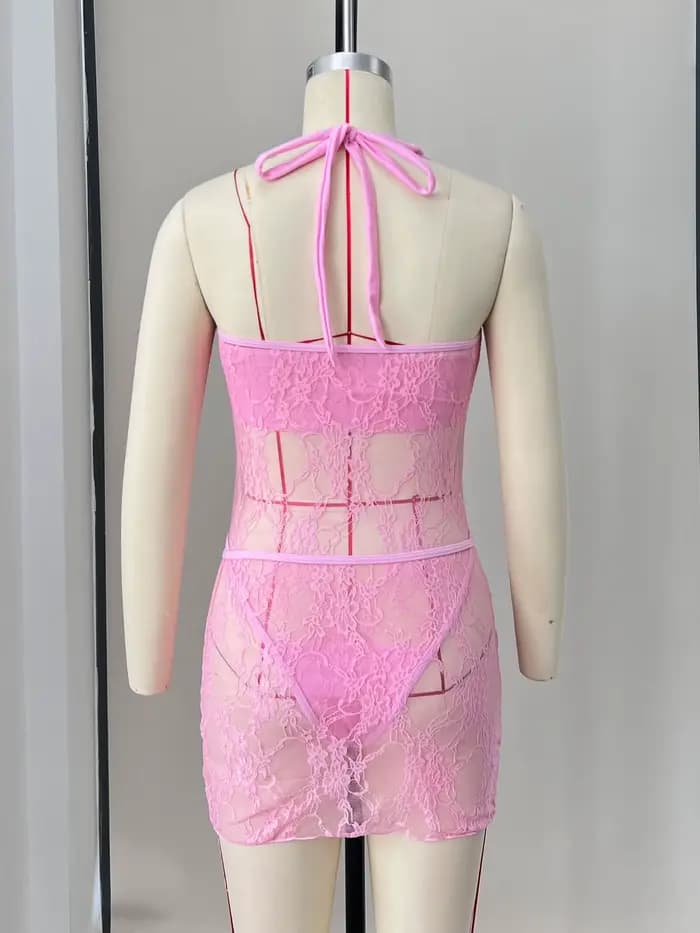 Sexy blanc rose corde attaché une pièce maillot de bain femmes avant arc Push Up maille jupe ensemble 2025 été maillot de bain vacances maillots de bain