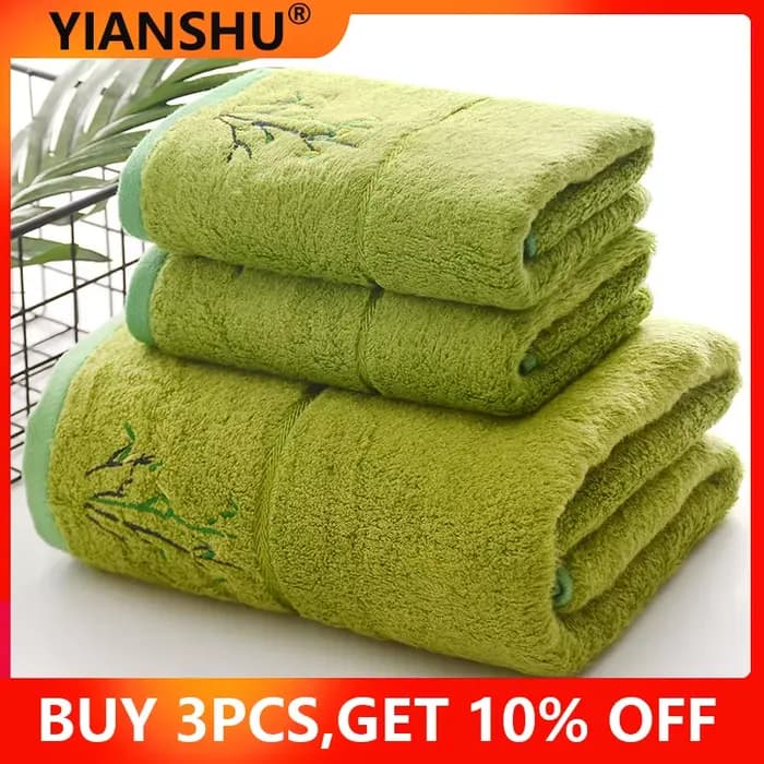Ensemble de serviettes en Fiber de bambou brodées pour adultes, serviette de bain Super absorbante de couleur unie de haute qualité, serviettes de bain et essuie-mains pour la maison