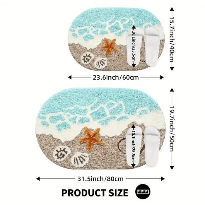 Tapis de salle de bain en Faux cachemire en peluche sur le thème océan