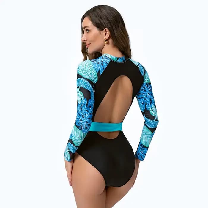 Maillot de bain une pièce à manches longues pour femmes, vêtements de surf à séchage rapide, maillot de bain solide, adulte, 3/4, 2024
