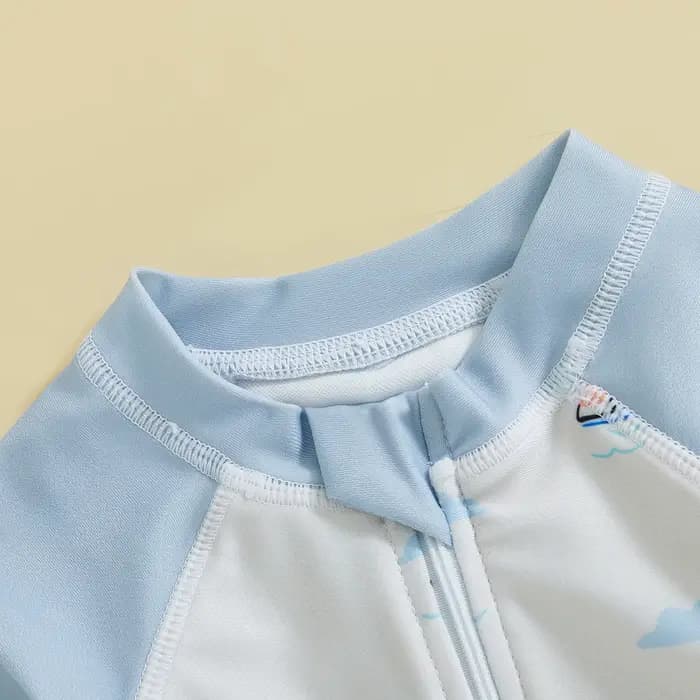 MISOWMNChain-Maillot de bain d'été décontracté pour bébés garçons, imprimé tortue de dessin animé, manches longues, col montant, fermeture éclair