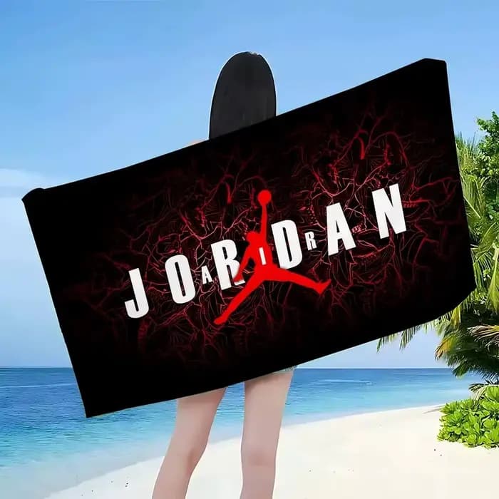 Serviette de plage Jordan Basketball Logo en tissu à séchage rapide avec impression 2D sur une face