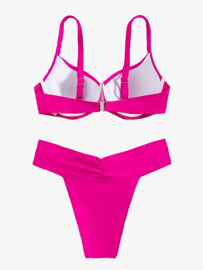 Maillot de bain brésilien rose, sexy, soutien-gorge push up, culotte taille haute, pour femmes, vêtements de plage, d'été, 2023