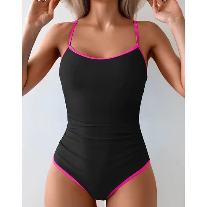 Maillot de bain une pièce pour femmes, contrôle du ventre, amincissant, bloc de couleurs, bretelles, piscine, sources chaudes, Bikini, body