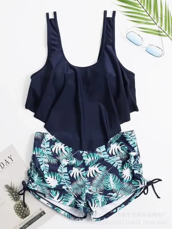 Maillot de bain deux pièces à volants pour femmes