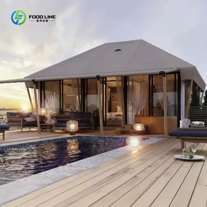 Tentes de camping personnalisées 6x8m, imperméables, pour resort, glamping, safari, lodge de luxe, hôtel, avec salle de bain