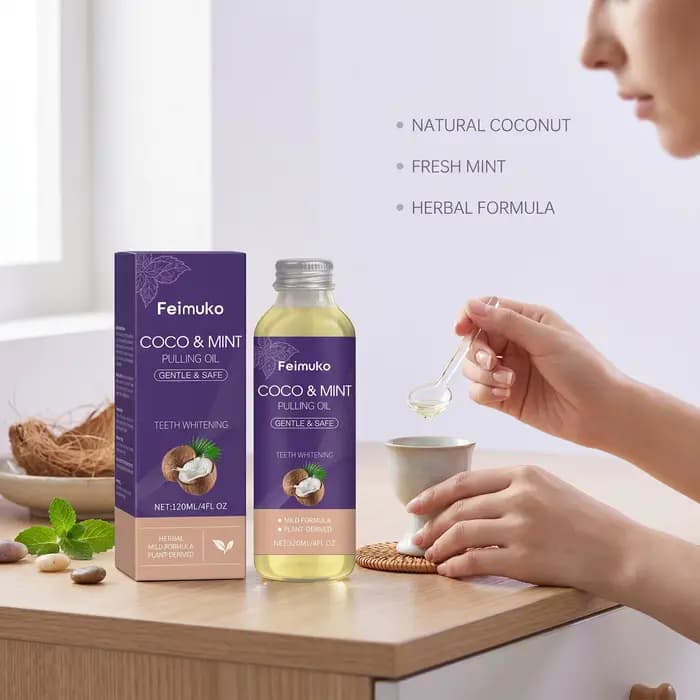 Bain de bouche à l'huile de coco et menthe, élimine les résidus buccaux, élimine les odeurs buccales, haleine fraîche longue durée, bain de bouche non irritant
