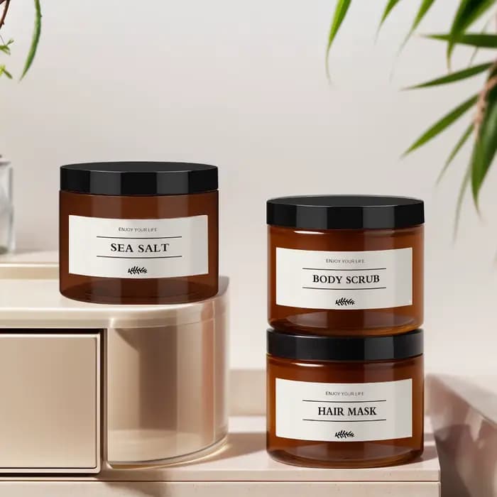 Conteneur de stockage de sel de bain, masque capillaire ambre réutilisable, boîte distributrice de gommage corporel au sel de mer, étui de sel de douche de salle de bains