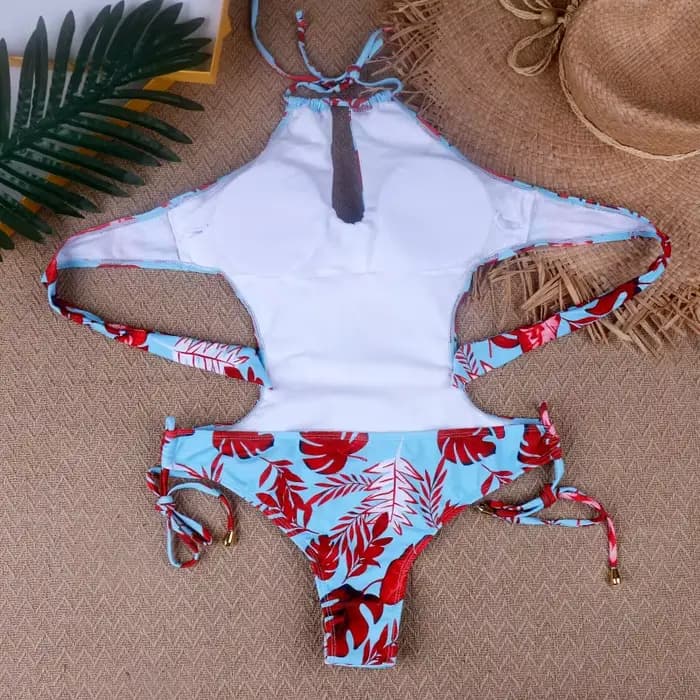 Maillot de bain une pièce extensible pour femmes, Monokini, col licou, dos nu, sexy, vêtements de plage, XL, été