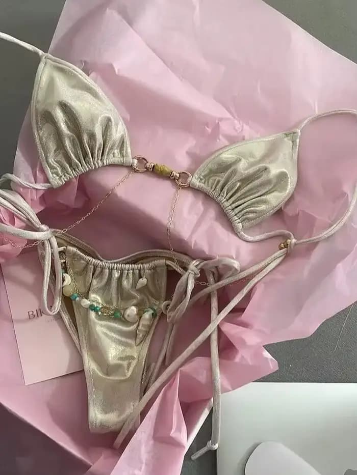 Nouveau Maillot de Bain Femme 2026 avec Perles