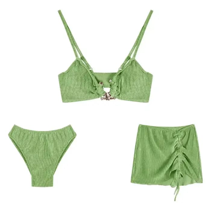 Bikini trois pièces ensemble maillot de bain fendu vacances plage chaud élégant à la mode haut de gamme vêtements pour