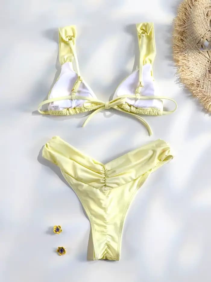 Plissé brésilien plis Bikini ensemble Sexy Micro Bikinis 2025 femmes maillot de bain femme Triangle maillots de bain vêtements de plage maillot de bain