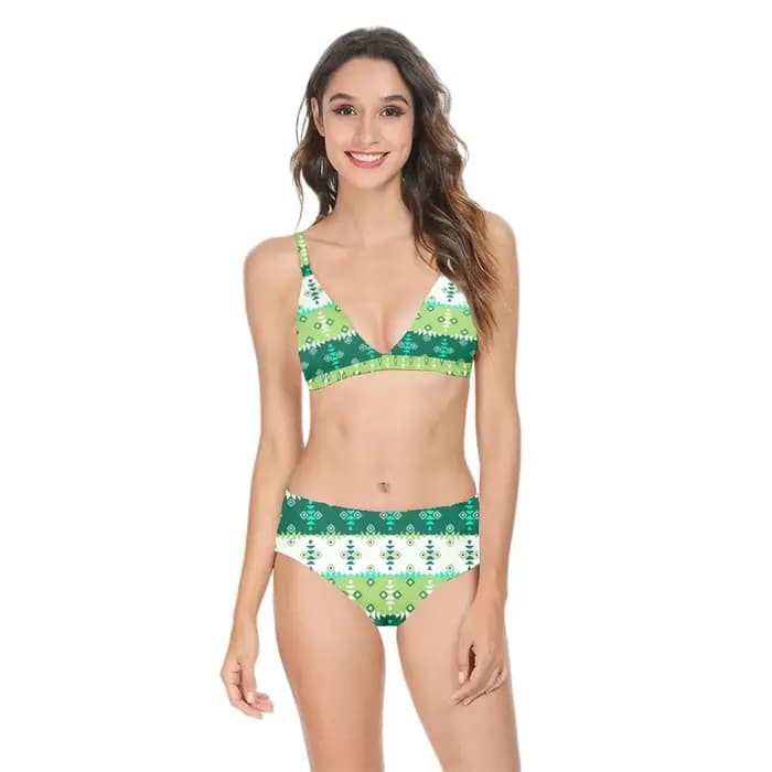Femmes Sexy Bikini maillot de bain taille haute imprimé géométrique décontracté à la mode dos nu maillots