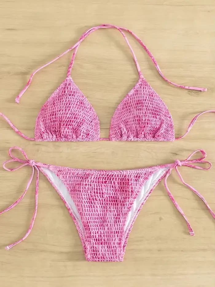 Sexy Floral Bikini 2 pièces ensemble femmes mode à lacets maillot de bain fendu dos nu plage Bikinis 2025 nouveau maillot de bain d'été Bikinis ensemble